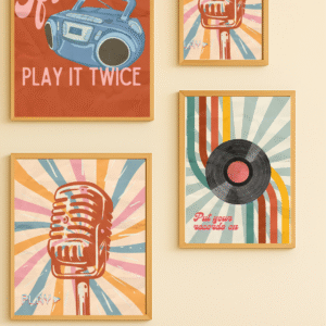 Retro Wall Art Set Vintage Music Inspired Printable Wall Art for Music Lovers & Home Decor